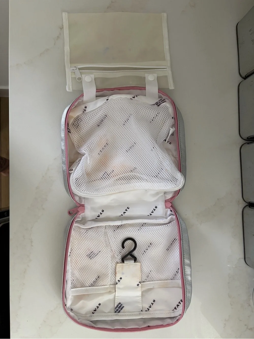 STATE Pink Metallic-Trim makeup bag